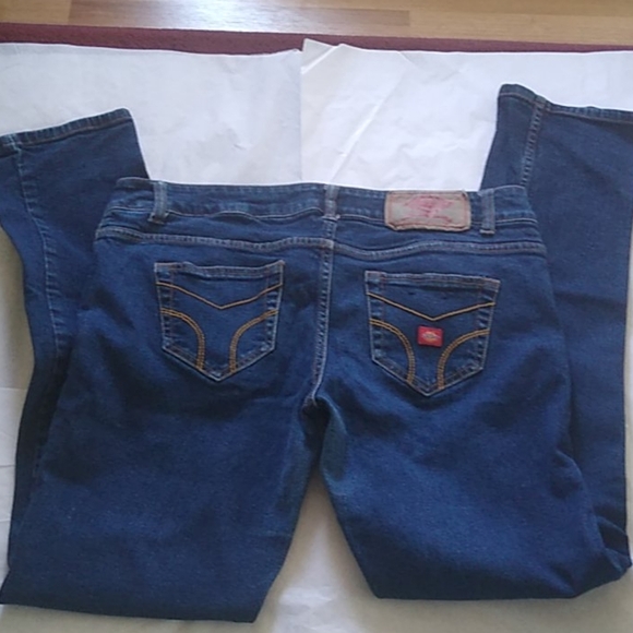 Dickie's Juniors Stretch Mid Rise Jeans, Blue Denim, Size 15 - Picture 3 of 7